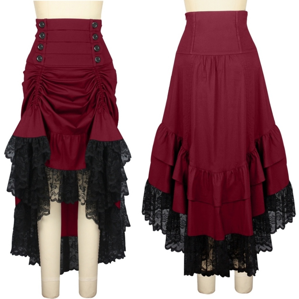 Victorian Gothic Steampunk Clothing Ruffle Skirt